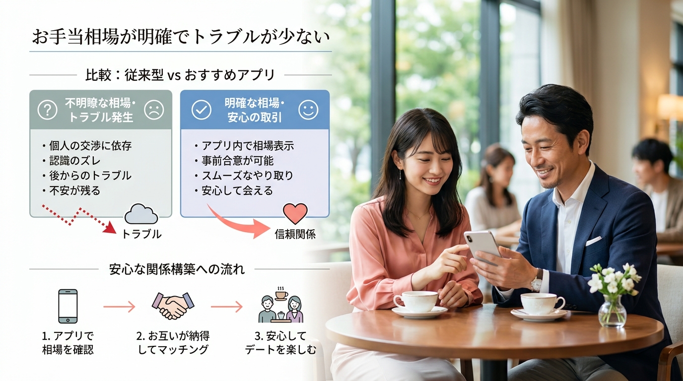 お手当相場が明確でトラブルが少ない
